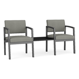 Lesro Industries Steel Reception 2 Chairs With Center Table in Gray