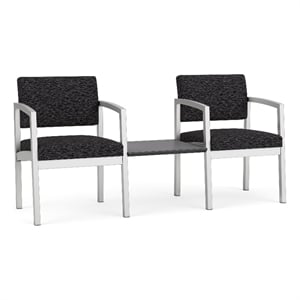 Lesro Industries Steel Reception 2 Chairs With Center Table in Black