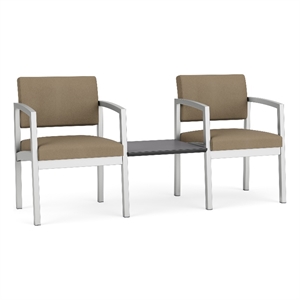 Lesro Industries Steel Reception 2 Chairs With Center Table in Brown