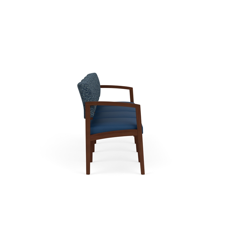 Lesro Industries Wood Waiting Reception 4 Seat Sofa Wood Frame in Blue