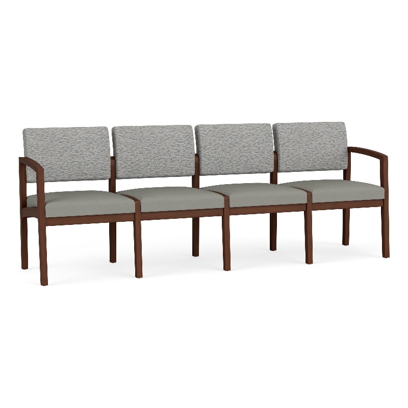 Lesro Industries Wood Waiting Reception 4 Seat Sofa Wood Frame in Gray