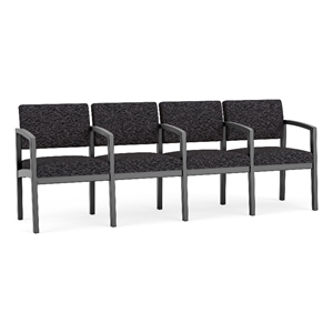 Lesro Industries Wood Waiting Reception 4 Seat Tandem Seating in Black