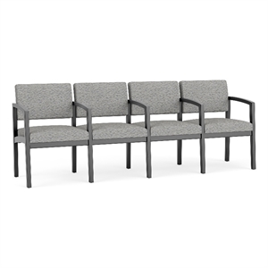 Lesro Industries Wood Waiting Reception 4 Seat Tandem Seating in Gray