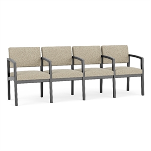 Lesro Industries Wood Waiting Reception 4 Seat Tandem Seating in Brown