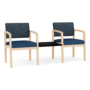 Lesro Industries Wood  Reception 2 Chairs With Center Table in Blue