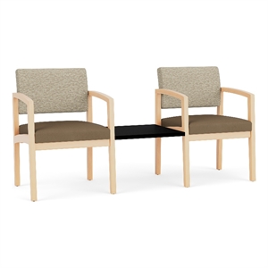 Lesro Industries Wood  Reception 2 Chairs With Center Table in Brown