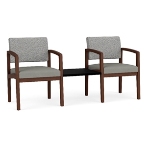 Lesro Industries Wood  Reception 2 Chairs With Center Table in Gray