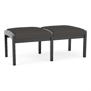 Lesro Industries Wood Waiting Reception 2 Seat Bench Wood Frame in Gray