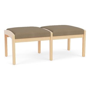 Lesro Industries Wood Waiting Reception 2 Seat Bench Wood Frame in Brown