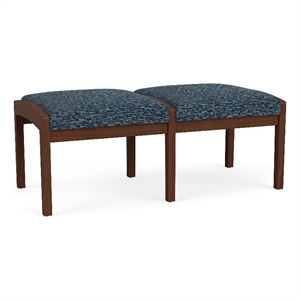 Lesro Industries Wood Waiting Reception 2 Seat Bench Wood Frame in Blue
