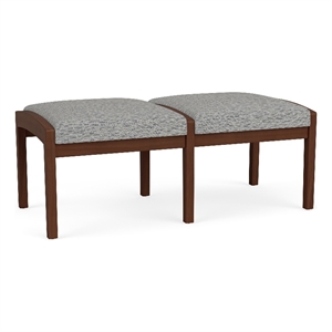 Lesro Industries Wood Waiting Reception 2 Seat Bench Wood Frame in Gray