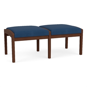 Lesro Industries Wood Waiting Reception 2 Seat Bench Wood Frame in Blue