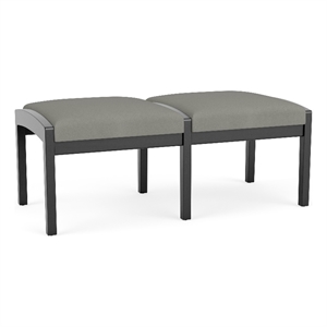 Lesro Industries Wood Waiting Reception 2 Seat Bench Wood Frame in Gray
