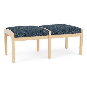 Lesro Industries Wood Waiting Reception 2 Seat Bench Wood Frame in Blue