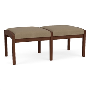 Lesro Industries Wood Waiting Reception 2 Seat Bench Wood Frame in Brown