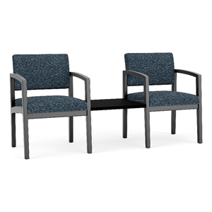 Lesro Industries Wood Reception 2 Chairs With Center Table in Blue