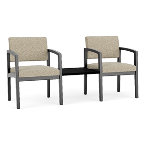 Lesro Industries Wood Reception 2 Chairs With Center Table in Brown