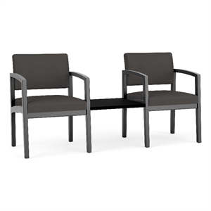 Lesro Industries Wood Reception 2 Chairs With Center Table in Gray