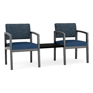 Lesro Industries Wood Reception 2 Chairs With Center Table in Blue