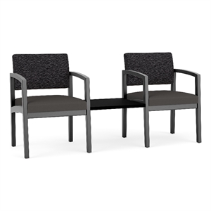 Lesro Industries Wood Reception 2 Chairs With Center Table in Gray