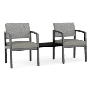 Lesro Industries Wood Reception 2 Chairs With Center Table in Gray