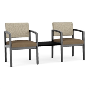 Lesro Industries Wood Reception 2 Chairs With Center Table in Brown