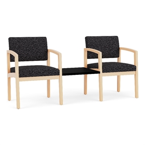 Lesro Industries Wood Reception 2 Chairs With Center Table in Black