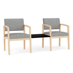 Lesro Industries Wood Reception 2 Chairs With Center Table in Gray