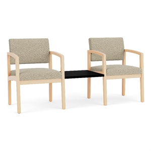 Lesro Industries Wood Reception 2 Chairs With Center Table in Brown