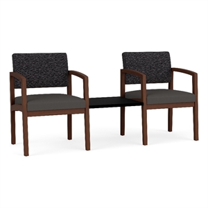 Lesro Industries Wood Reception 2 Chairs With Center Table in Gray