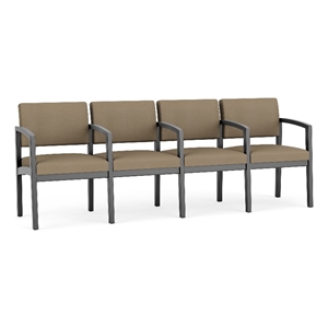 Lesro Industries Wood Waiting Reception 4 Seat Tandem Seating in Brown