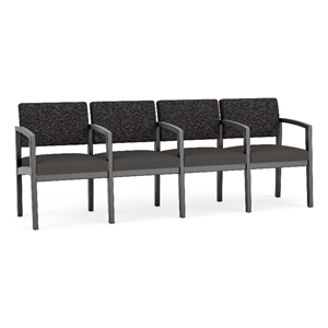 Lesro Industries Wood Waiting Reception 4 Seat Tandem Seating in Gray