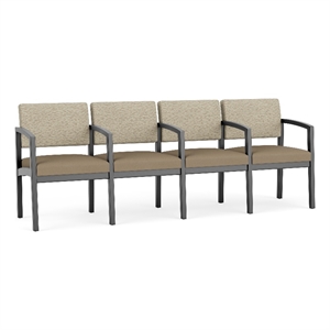 Lesro Industries Wood Waiting Reception 4 Seat Tandem Seating in Brown