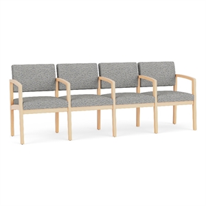Lesro Industries Wood Waiting Reception 4 Seat Tandem Seating in Gray
