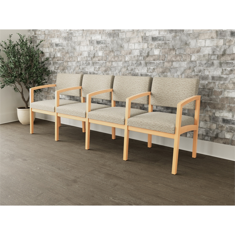 Lesro Industries Wood Waiting Reception 4 Seat Tandem Seating in Brown