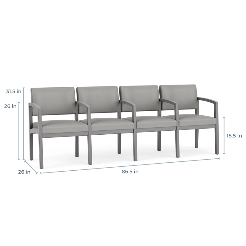 Lesro Industries Wood Waiting Reception 4 Seat Tandem Seating in Brown