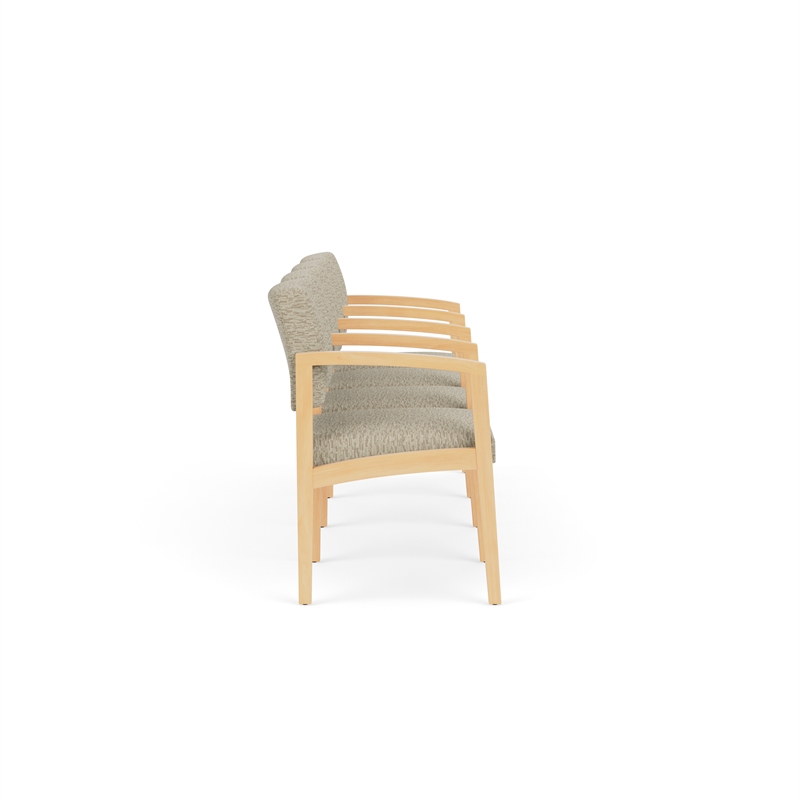 Lesro Industries Wood Waiting Reception 4 Seat Tandem Seating in Brown