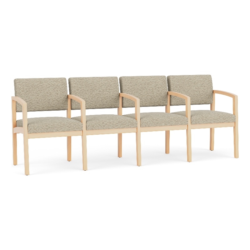 Lesro Industries Wood Waiting Reception 4 Seat Tandem Seating in Brown