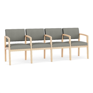 Lesro Industries Wood Waiting Reception 4 Seat Tandem Seating in Gray