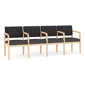 Lesro Industries Wood Waiting Reception 4 Seat Tandem Seating in Gray