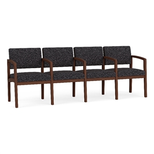 Lesro Industries Wood Waiting Reception 4 Seat Tandem Seating in Black