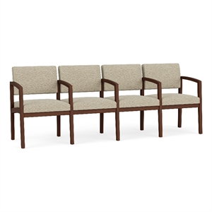 Lesro Industries Wood Waiting Reception 4 Seat Tandem Seating in Brown