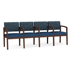 Lesro Industries Wood Waiting Reception 4 Seat Tandem Seating in Blue