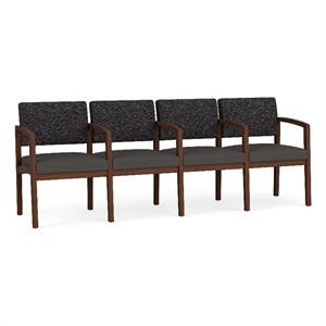 Lesro Industries Wood Waiting Reception 4 Seat Tandem Seating in Gray