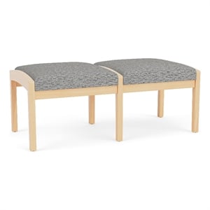 Lesro Industries Wood Waiting Reception 2 Seat Bench Wood Frame in Gray