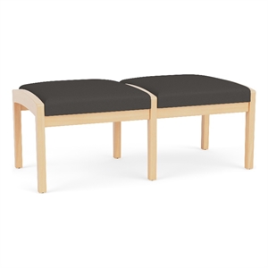 Lesro Industries Wood Waiting Reception 2 Seat Bench Wood Frame in Gray