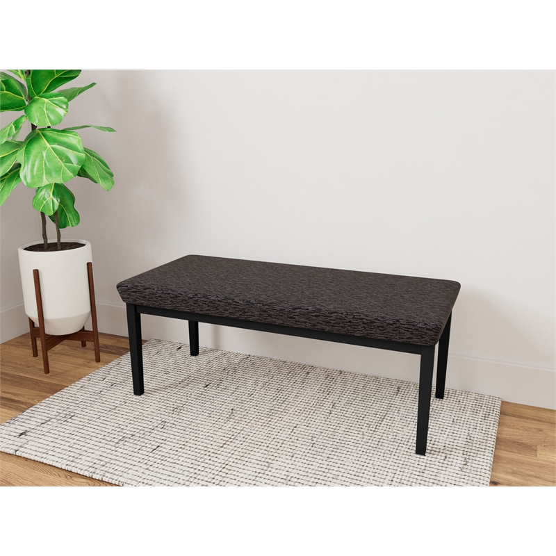 Lesro Industries Steel Waiting Reception 2 Seat Bench Steel Frame in Black