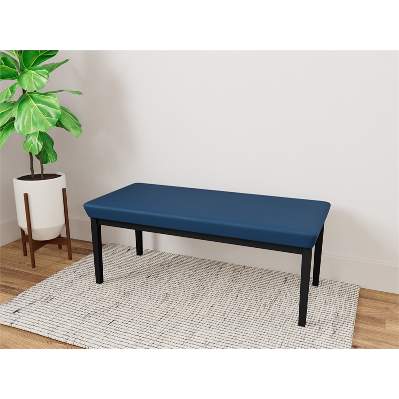 Lesro Industries Steel Waiting Reception 2 Seat Bench Steel Frame in Blue
