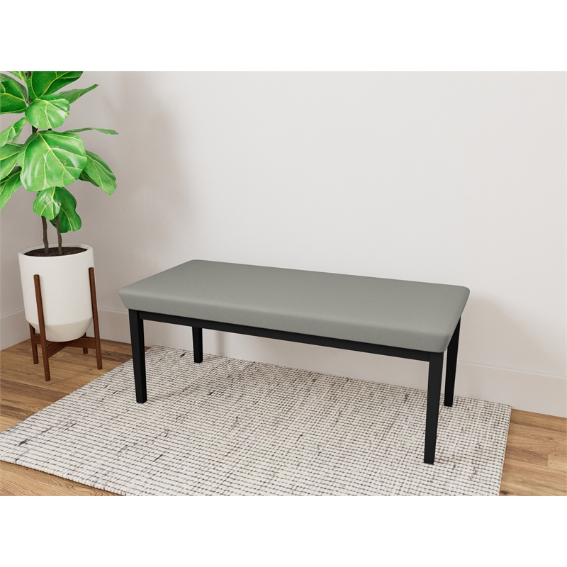 Lesro Industries Steel Waiting Reception 2 Seat Bench Steel Frame in Gray