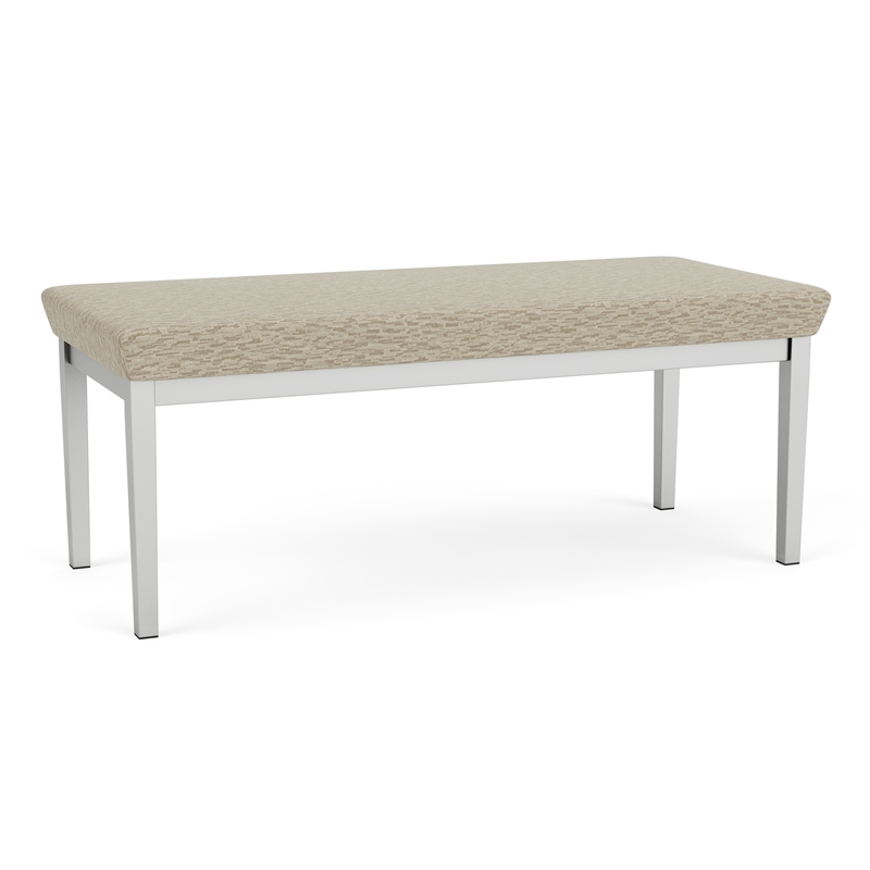 Lesro Industries Steel Waiting Reception 2 Seat Bench Steel Frame in Brown